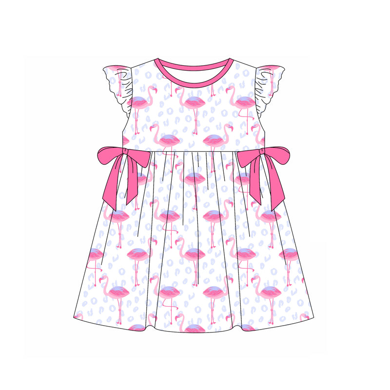 Baby Girls Pink Sleeveless Leopard Flamingo Tunic Ruffle Short Set