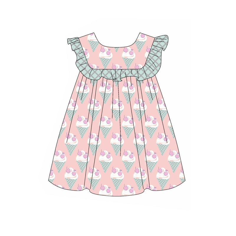 Baby Girls Aqua Peach Ruffle Sleeveless Ice Cream Tunic Plaid Short Set