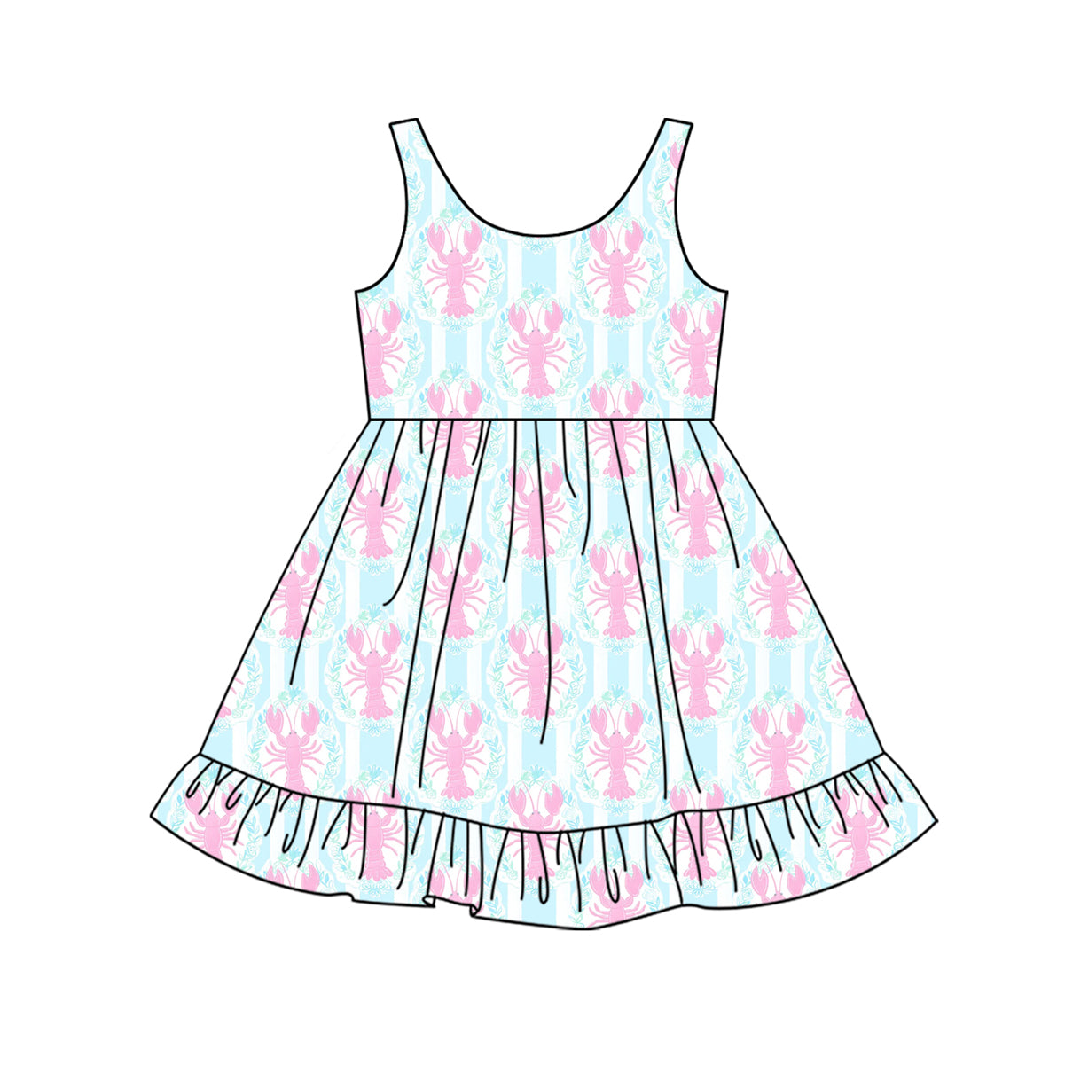 Baby Girls Pink Sleeveless Crayfishes Dresses