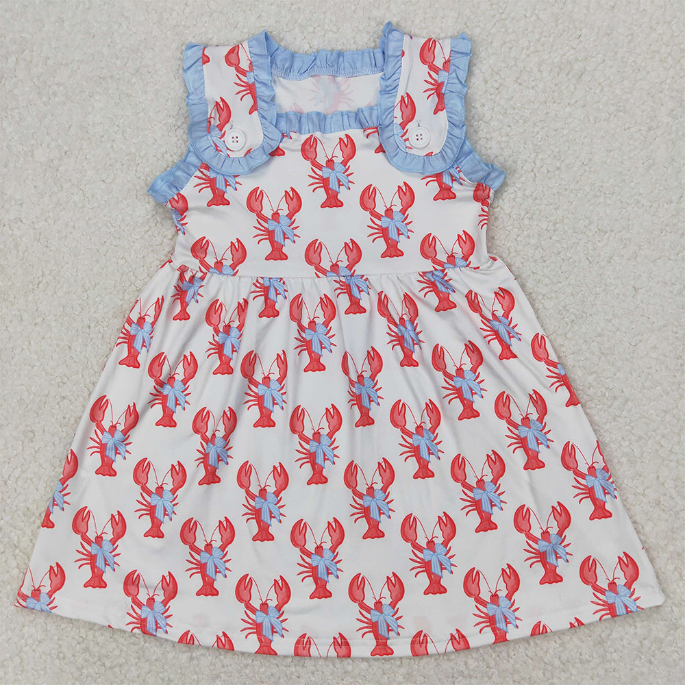 4.08 GSD1955 RTS NO MOQBaby Girls Peach Sleeveless Bows Crayfishes Dresses
