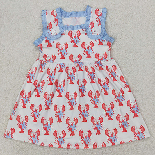 4.08 GSD1955 RTS NO MOQBaby Girls Peach Sleeveless Bows Crayfishes Dresses