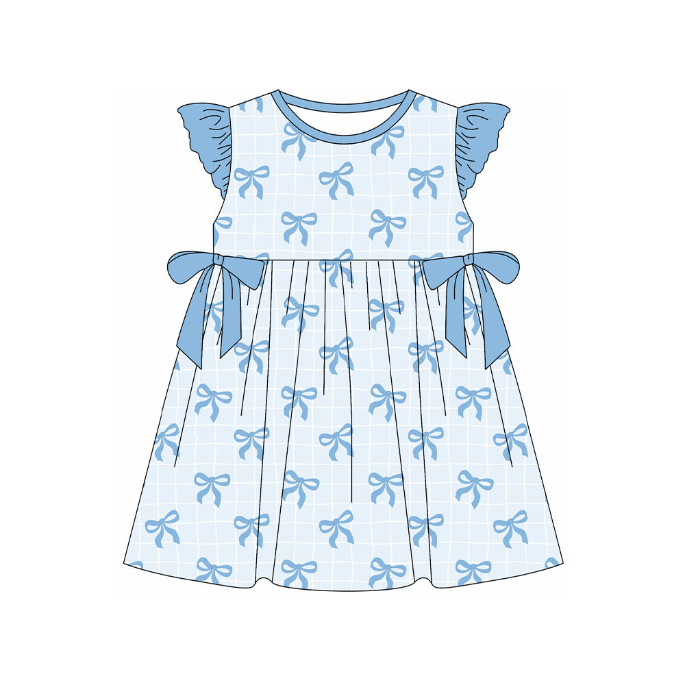 Baby Girls Blue Bows Sleeveless Tunic Ruffle Shorts Clothes Sets