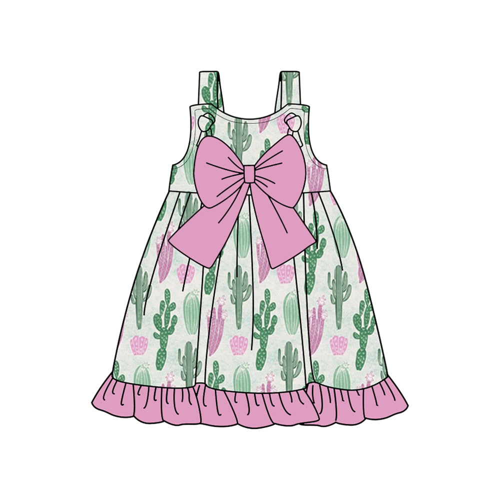 Baby Girls Green Straps Cactus Pink Bow Tunic Ruffle Shorts Set