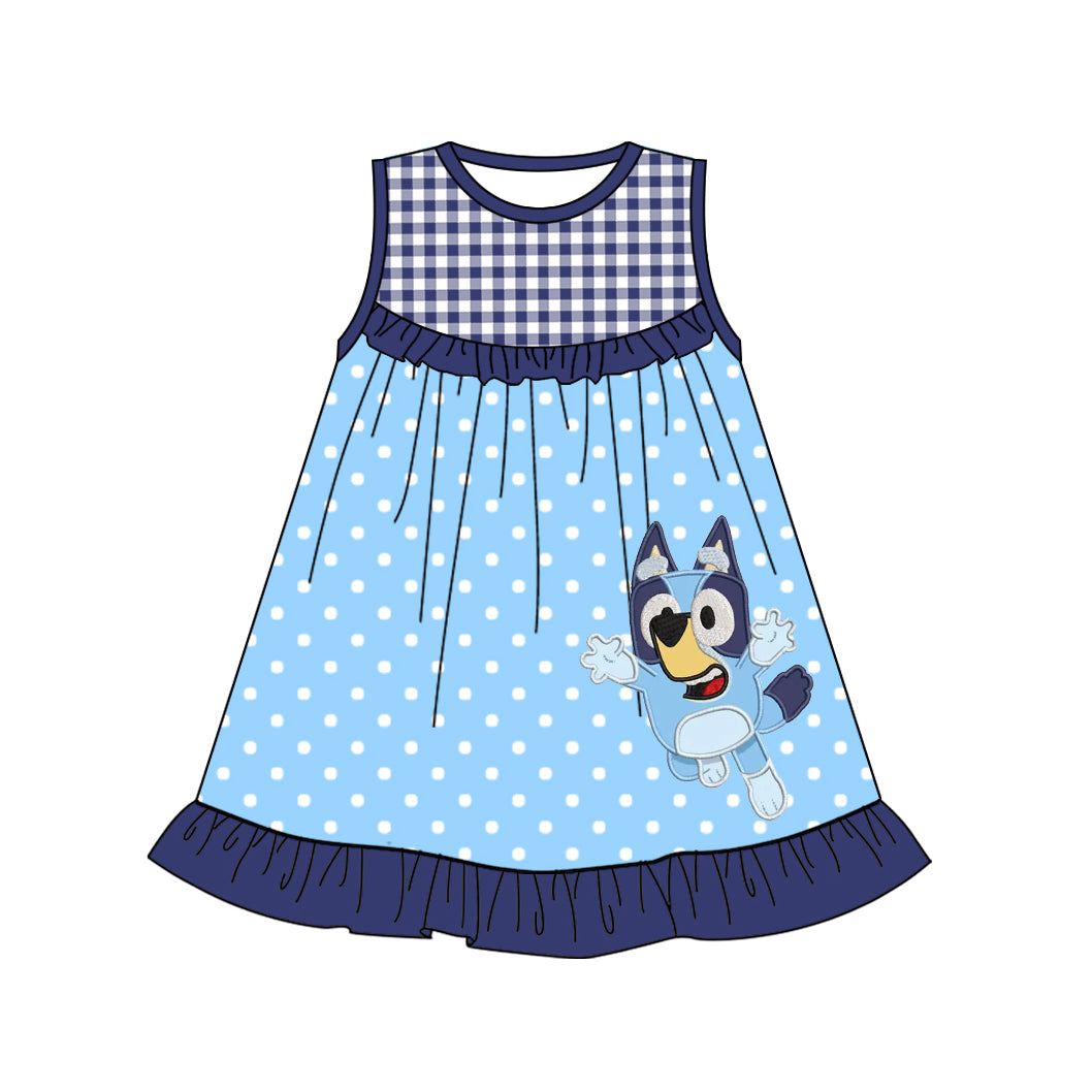 Baby Girls Blue Dots Dogs Tunic Ruffle Shorts Clothes Sets