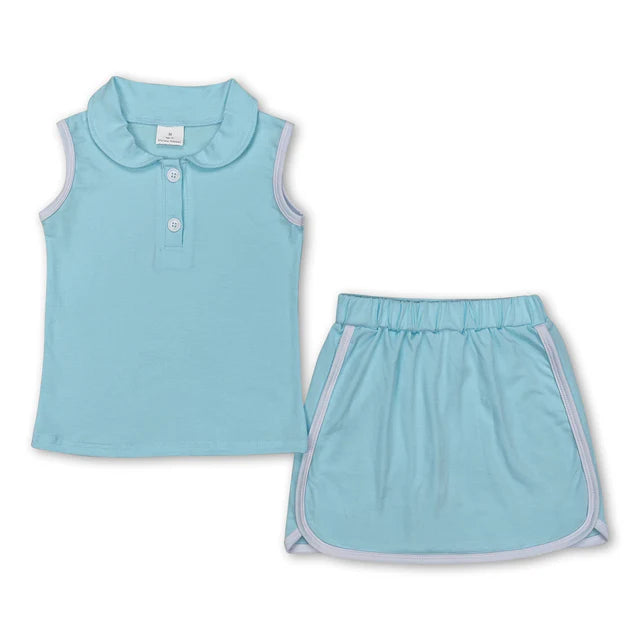 RTS Sibling sleeveless polo shirt skirt cotton kids girls clothing