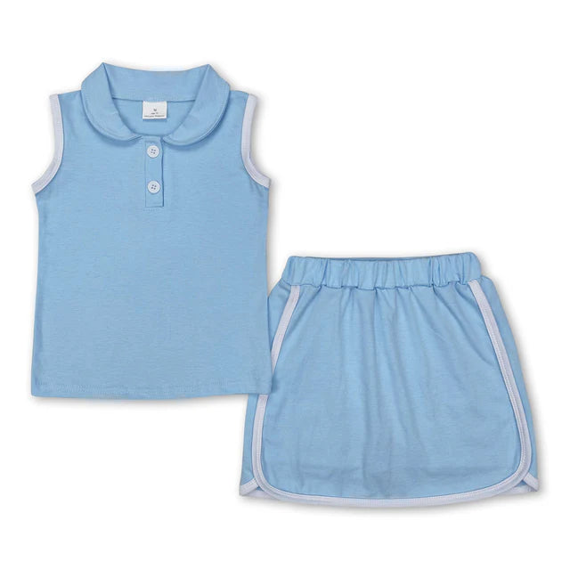 RTS Sibling sleeveless polo shirt skirt cotton kids girls clothing