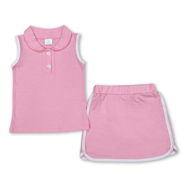 RTS Sibling sleeveless polo shirt skirt cotton kids girls clothing