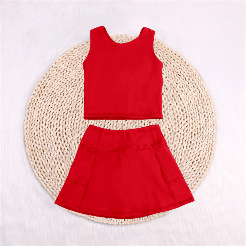 Baby Girls Lavender Sleeveless Top Pockets Skirt Yoga Set