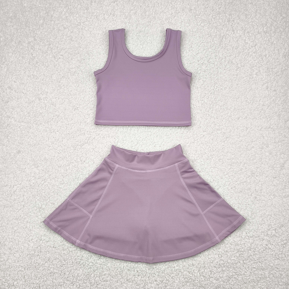5.01 GSD1980RTS NO MOQ Baby Girls Yoga Outfits  Baby Girls Dark Grey Vest Top Sports Skorts Clothes Sets