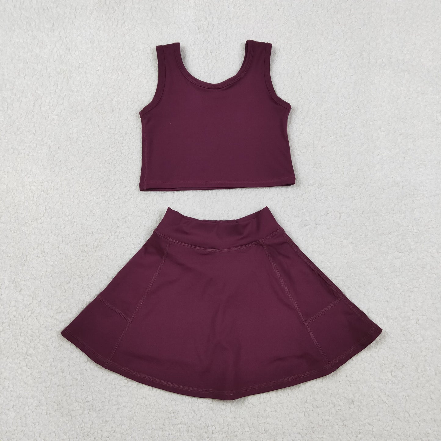 2.5 RTS NO MOQ （In stock）GSD1981 Baby Girls Sleeveless Wine Vests Top Skirt Shorts Yoga Active Clothes Sets