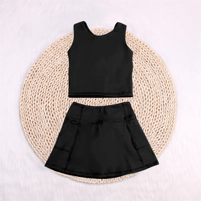 Baby Girls Lavender Sleeveless Top Pockets Skirt Yoga Set
