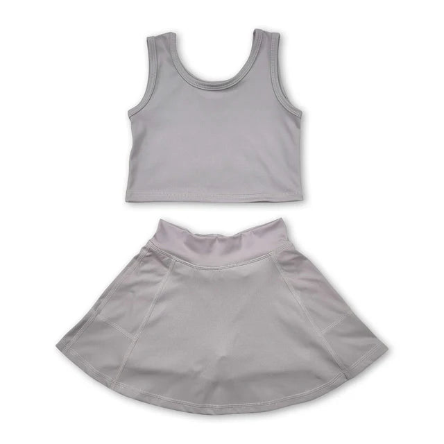 RTS Sibling sleeveless top skirt kids girls active wear set
