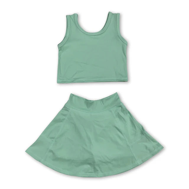 RTS Sibling sleeveless top skirt kids girls active wear set