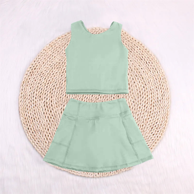 Baby Girls Aqua Blue Vest Top Sports Skorts Clothes Sets