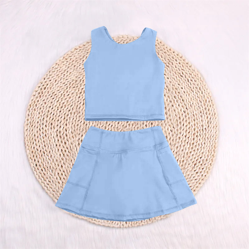 Baby Girls Aqua Blue Vest Top Sports Skorts Clothes Sets
