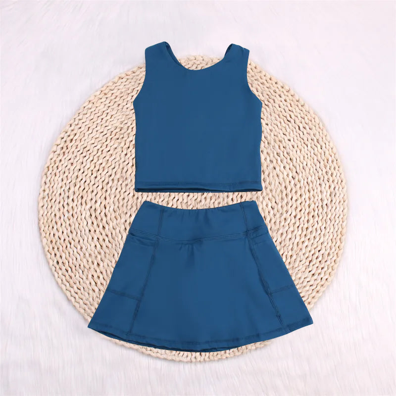 Baby Girls Aqua Blue Vest Top Sports Skorts Clothes Sets