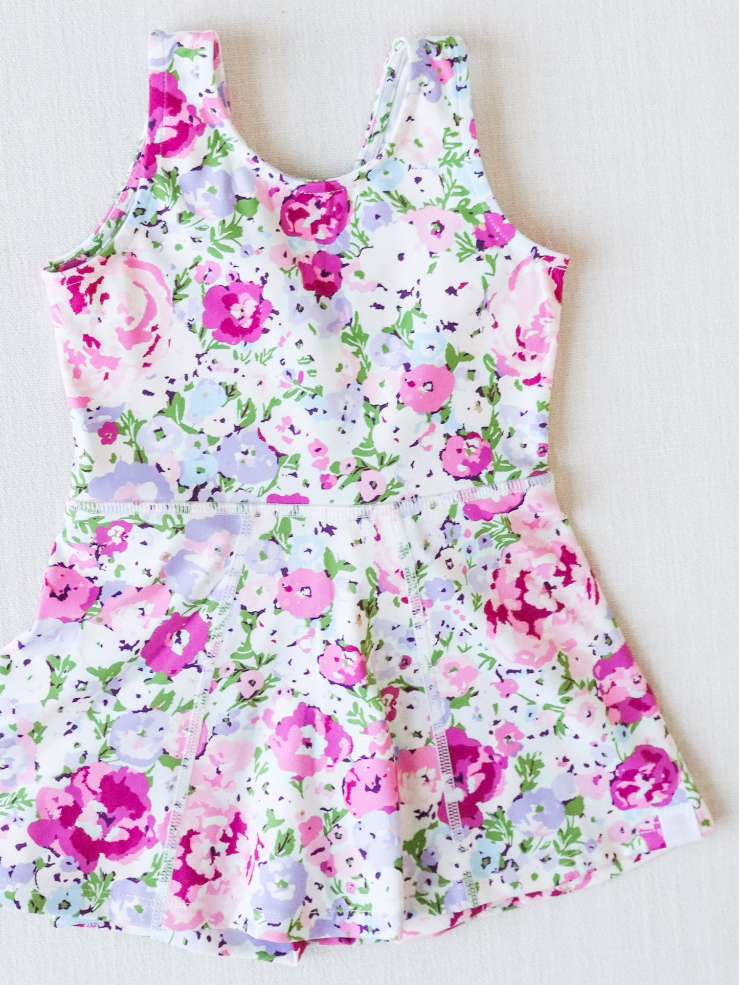 Blue Floral Sleeveless Kids Girls Athletic Dresses Lightweight Comfortable Sporty Fashion for Active Girls