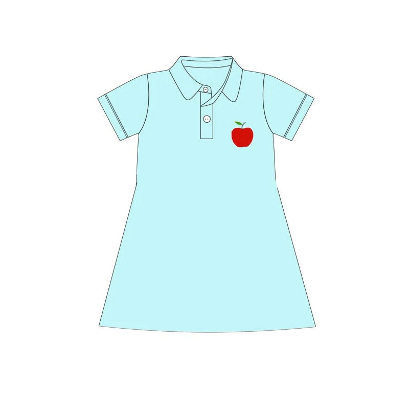 Baby Girls Blue Back To School Apple Knee Length Dresses