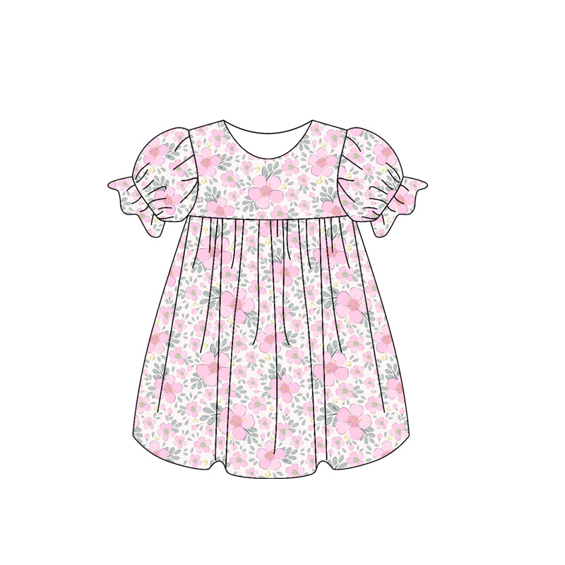 Girls Outfit Short Sleeve Pink Floral Tunic Top with Ruffle Shorts Set Cute Children's Clothing for Ages 5-12