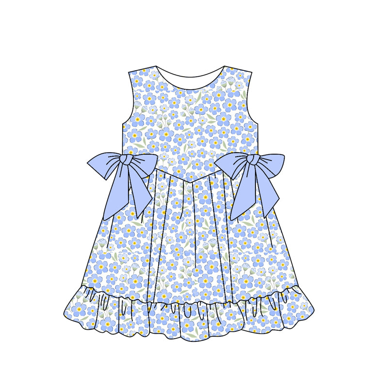 Girls Sleeveless Floral Bow Tunic Ruffle Shorts Set Cute Casual Clothing Outfit for Kids