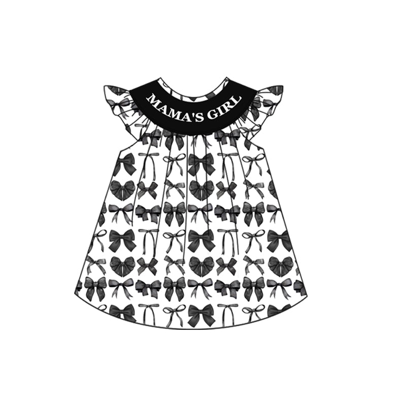 Baby Girls 'Mama's Girl' Outfit Set with Black Bows Tunic Top And Ruffle Shorts Adorable Children's Clothing Ensemble