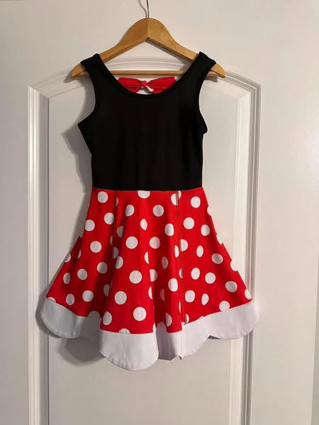 GSD2037Baby Girls Sleeveless Red Polka Dots Bow Mouse Dress Cute Children's Fashion Summer Casual Dresses