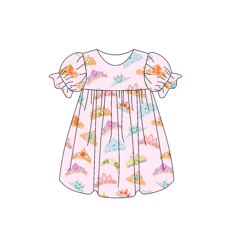 Girls Crown Tunic Top with Ruffle Shorts Set Short Sleeve Outfit for Kids