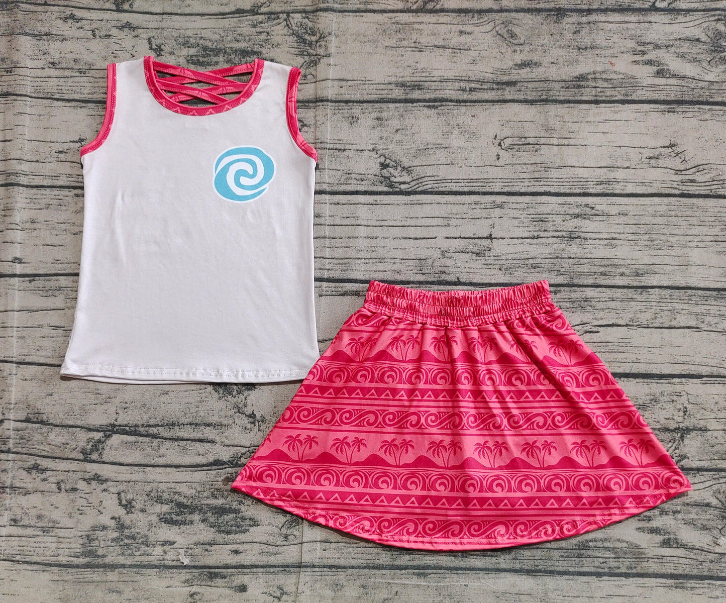 GSD2073Princess Toddler Girls Sleeveless Top Skirt Set Cute Children's Clothing Summer Outfit for Girls 2-12 Years Old