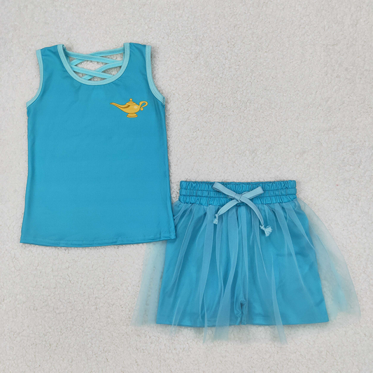 GSD2076RTS NO MOQ Baby Girls Skirt Sets Princess Toddler Girls Sleeveless Pot Top Skirt Outfit - Elegant Summer Clothing for Little Girls