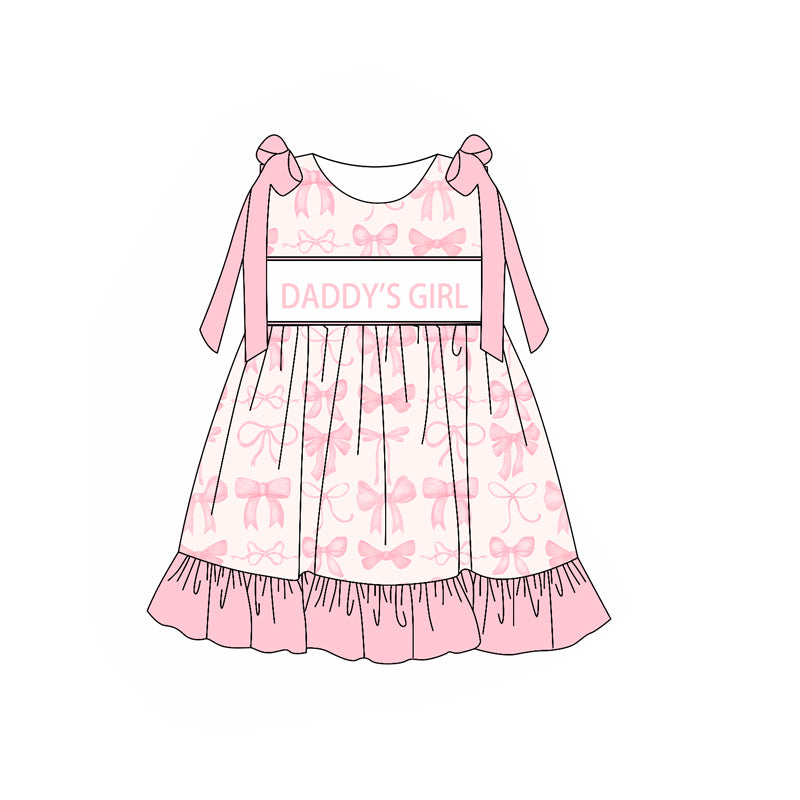Kids Sleeveless Bow Daddy's Girl Tunic Short Outfit Pink Casual Comfortable Clothing Set for Girls