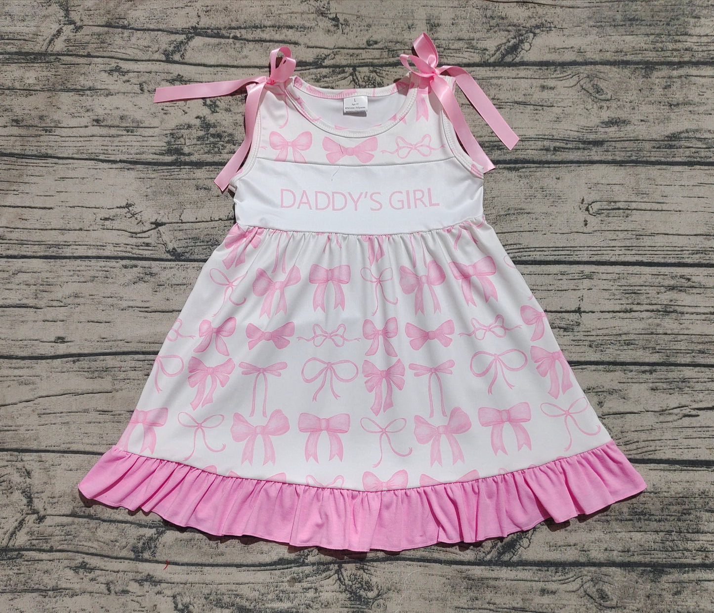 GSD2080Sample 10days Arrived RTS Pink ruffle sleeveless daddy's girl bow baby kids dress