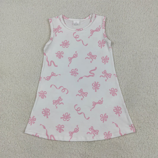 GSD2083RTS NO MOQ Baby Girls Summer Dress Baby Girls’ Adorable Sleeveless Pink Bow Summer Dresses