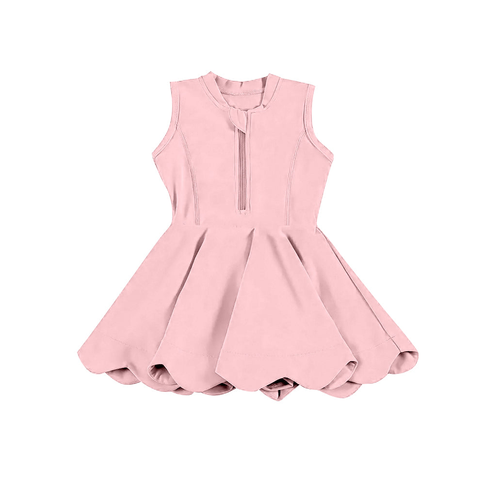 Kids Girls’ Mint Sleeveless Zipper Athletic Dresses - A Sporty Choice