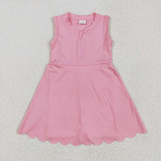 7.18  GSD2087 RTS NO MOQBaby Girls Summer Yoga Dress baby girl clothes yoga pink sleeveless skirts dress
