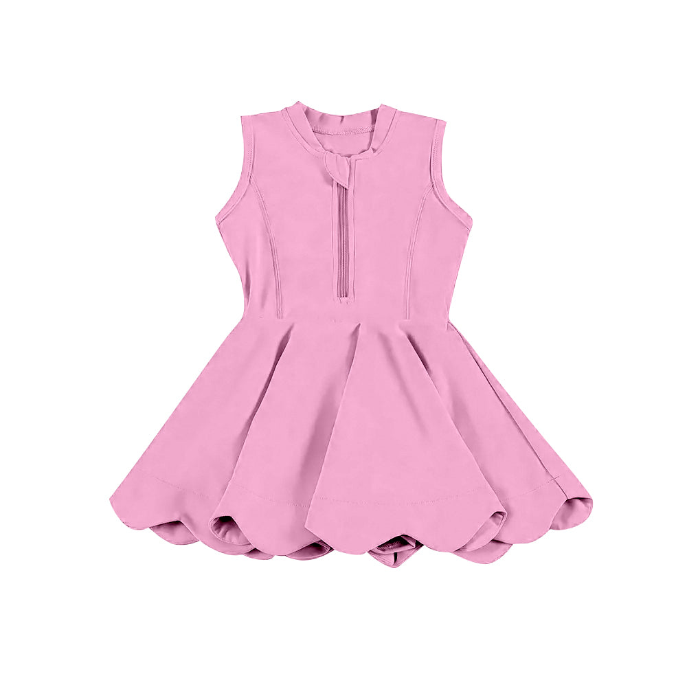 Kids Girls’ Mint Sleeveless Zipper Athletic Dresses - A Sporty Choice