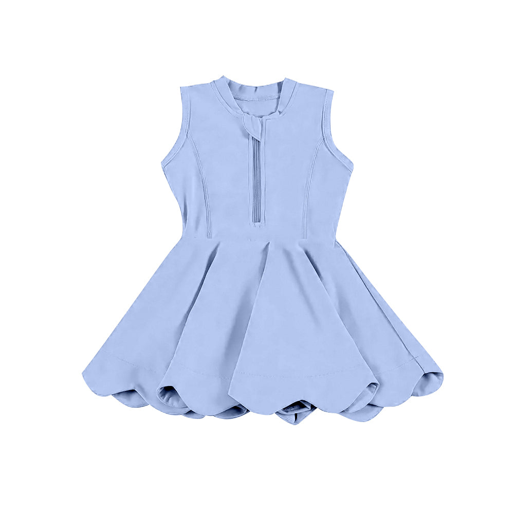 Kids Girls’ Mint Sleeveless Zipper Athletic Dresses - A Sporty Choice