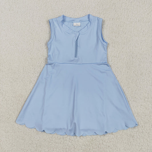 7.18  GSD2088 RTS NO MOQ Baby Girls Summer Yoga Dress baby girl clothes yoga blue sleeveless skirts dress