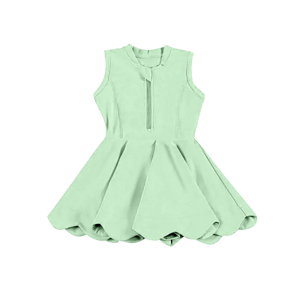 Kids Girls’ Mint Sleeveless Zipper Athletic Dresses - A Sporty Choice