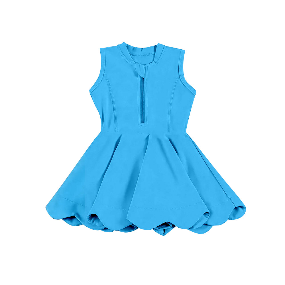 Kids Girls’ Mint Sleeveless Zipper Athletic Dresses - A Sporty Choice