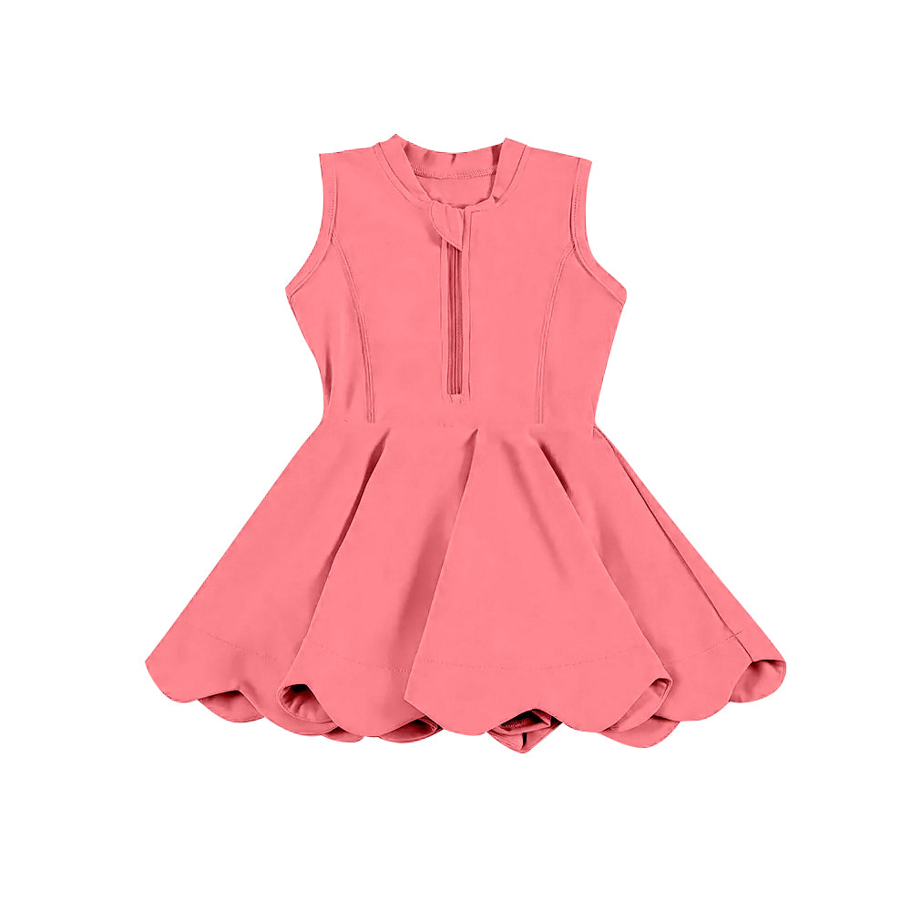 Kids Girls’ Mint Sleeveless Zipper Athletic Dresses - A Sporty Choice