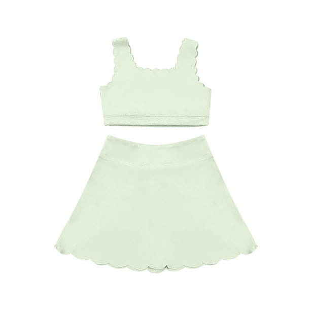 Minty Fresh Active Set for Little Girls - Sleeveless Top, Skirt and Shorts