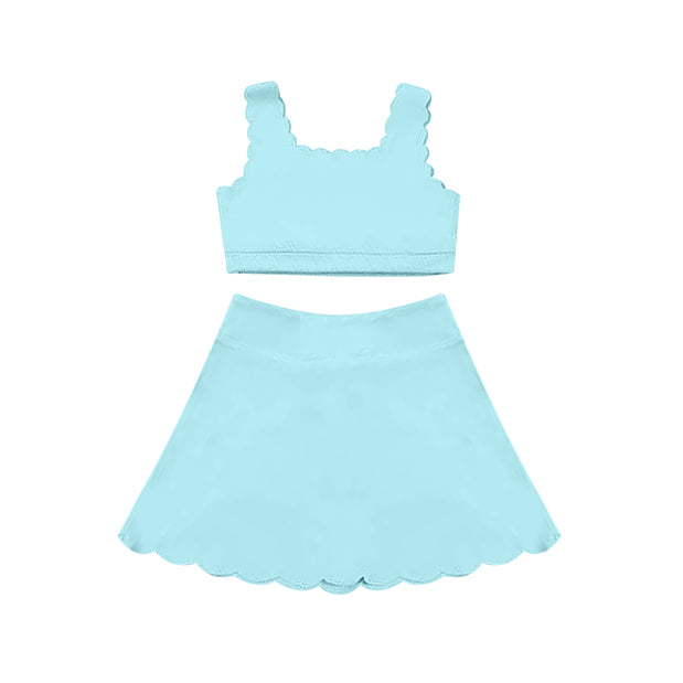 Minty Fresh Active Set for Little Girls - Sleeveless Top, Skirt and Shorts
