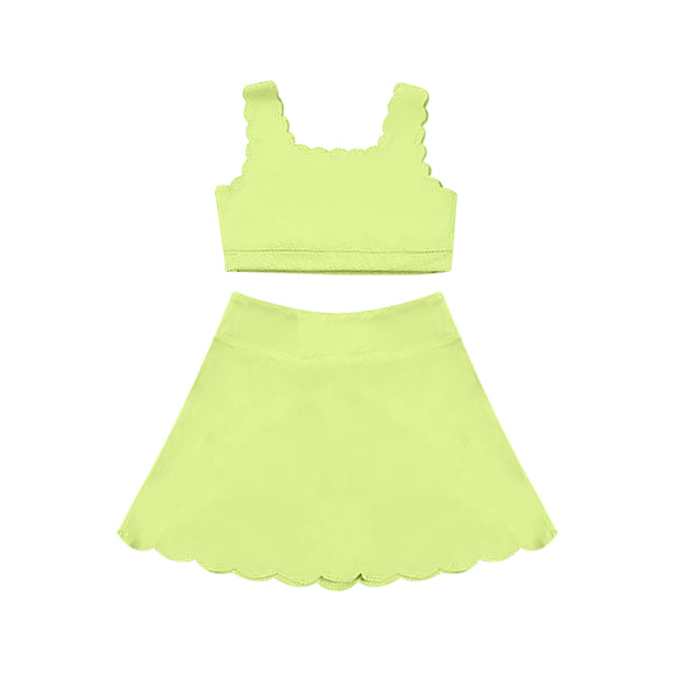 Minty Fresh Active Set for Little Girls - Sleeveless Top, Skirt and Shorts