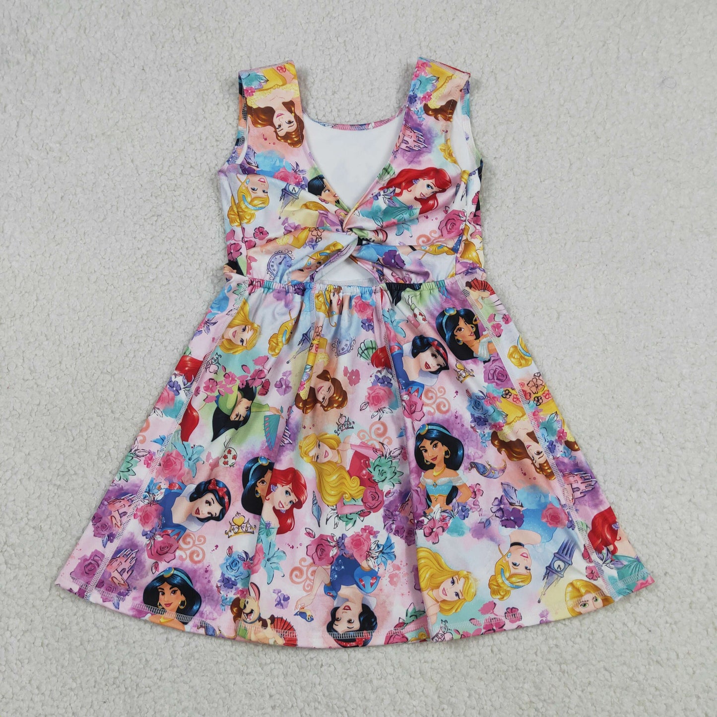 GSD2136 RTS NO MOQ （In stock ）Sleeveless floral kids girls athletic dresses