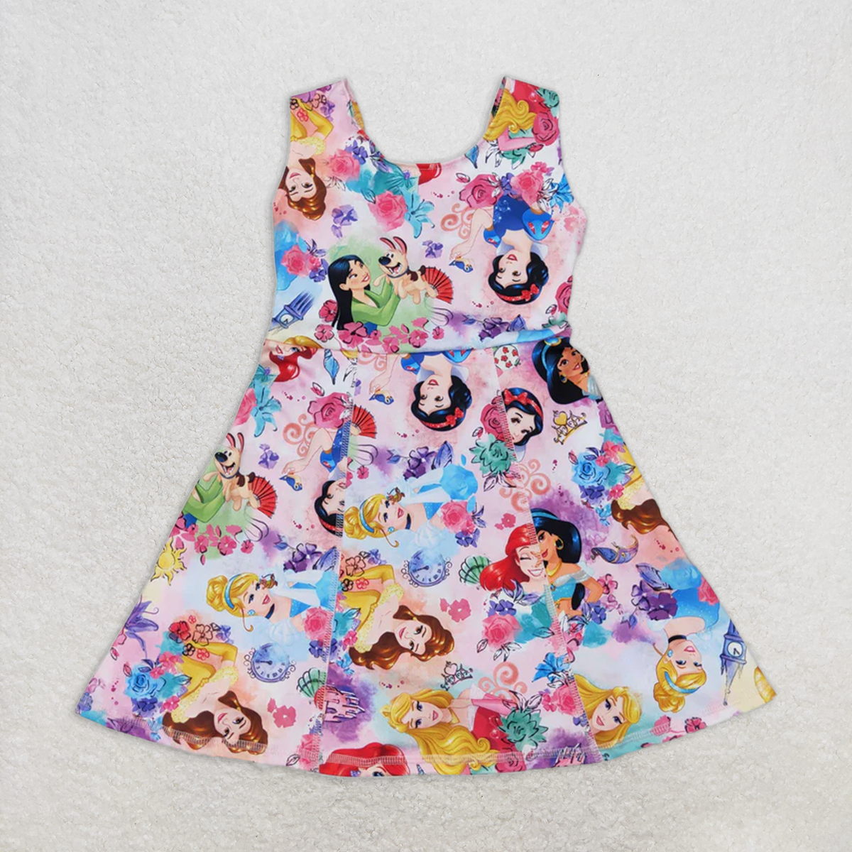 GSD2136RTS NO MOQ Baby Girls Summer Yoga Dress Kids Girls Sleeveless Floral Princess Athletic Dresses - Soft Comfortable Lightweight Clothing for Girls