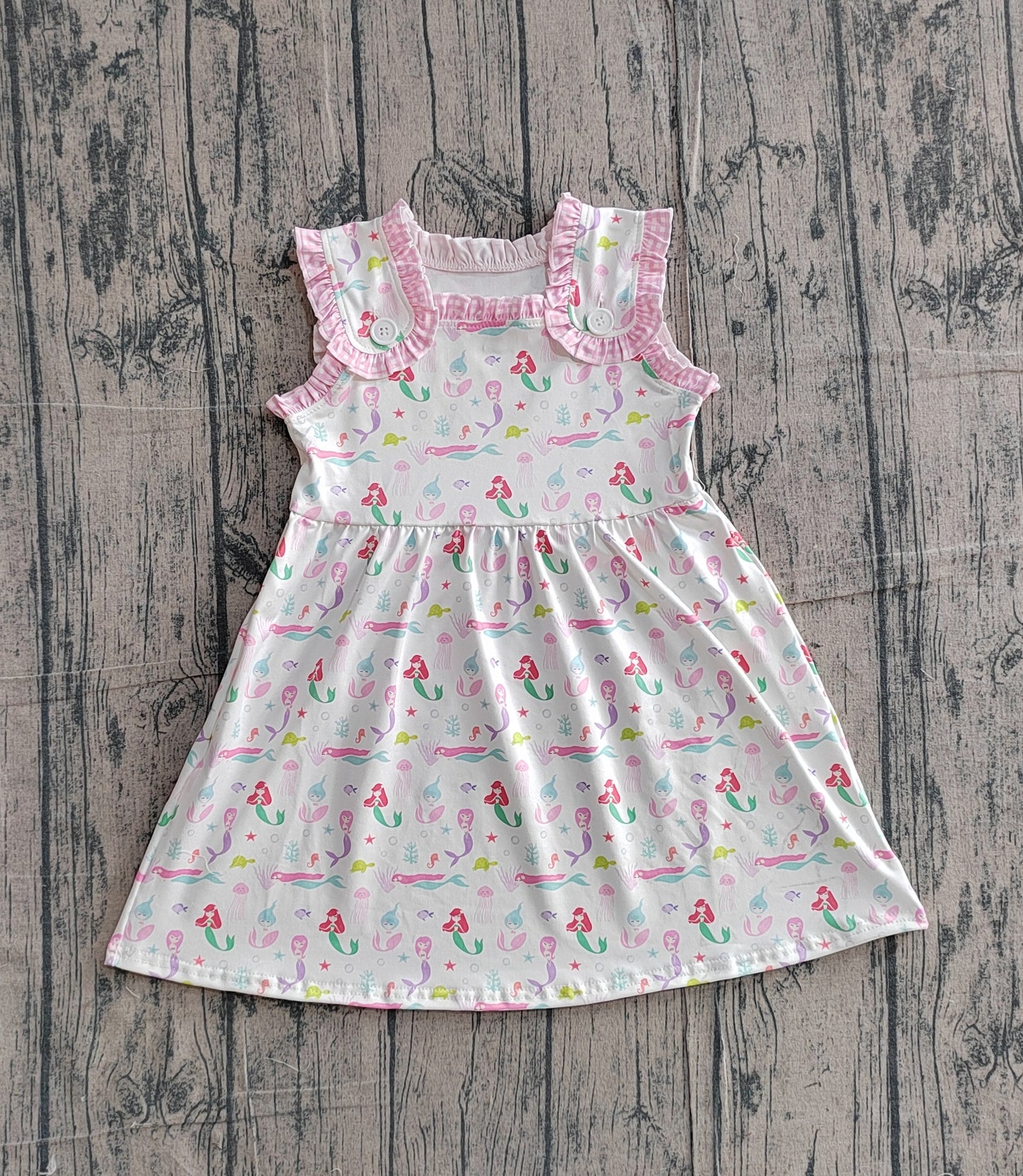 3.10 GSD2142 Sample No Moq Baby Girls Colorful Mermaid Straps Sleeveless Knee Length Dresses