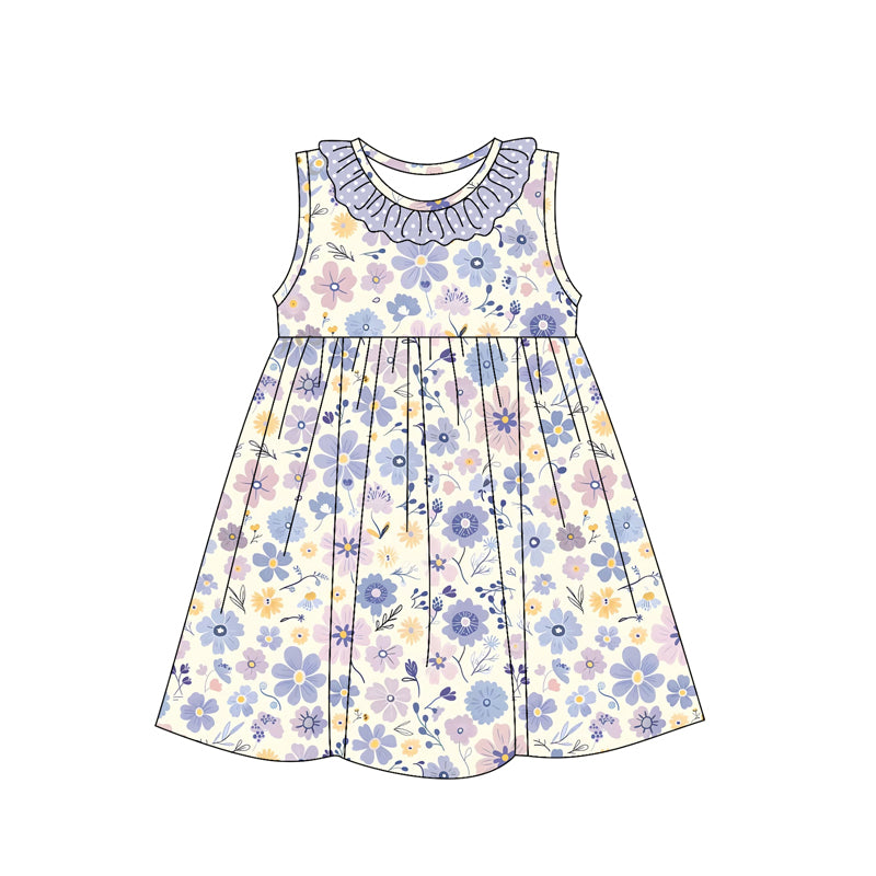 Girls Polka Dots Ruffle Floral Tunic Short Outfit Set Cute Spring Summer Children's Clothing Set for Kids