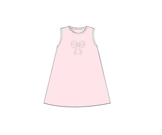 GSD2157Pink Plaid Bow Baby Girls Sleeveless Summer Dresses - Cute And Fashionable Children's Clothing
