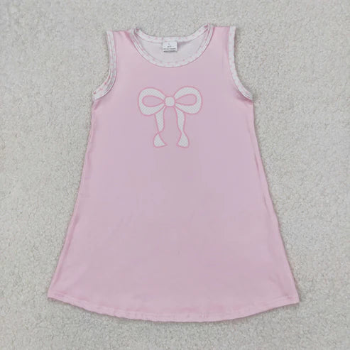 10.31 RST Sibling Baby Girls Sleeveless Bows Flowers Stripes Ruffle Knee Length Dresses