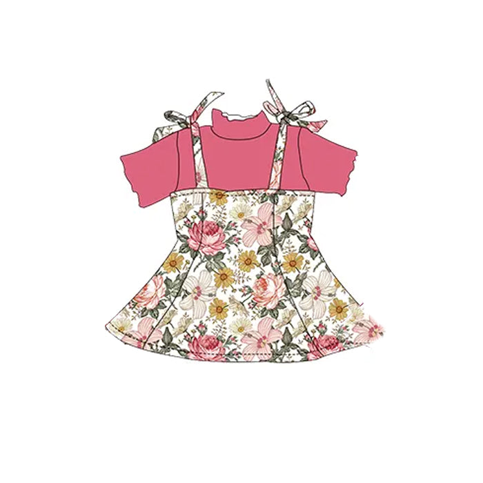 Girls Red Short Sleeve Top with Adjustable Straps Vintage Plaid Skirt Set